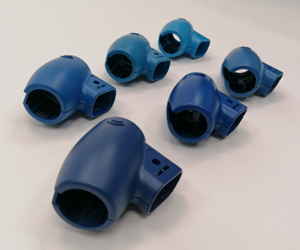 Piezas de plástico inyectadas en color azul